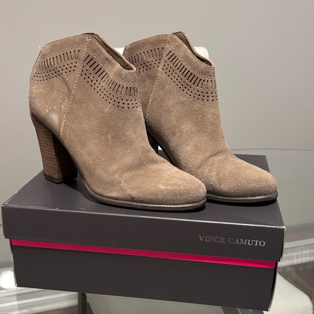 Vince Camuto Beige Suede Ankle Booties